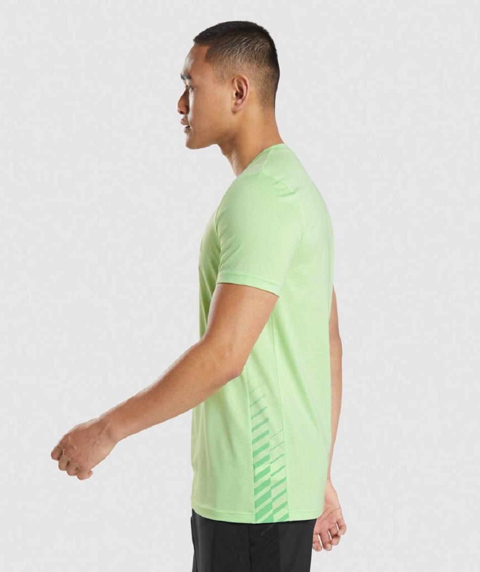 T Shirts Gymshark Deporte Stripe Hombre Verde | CO 3447EBC